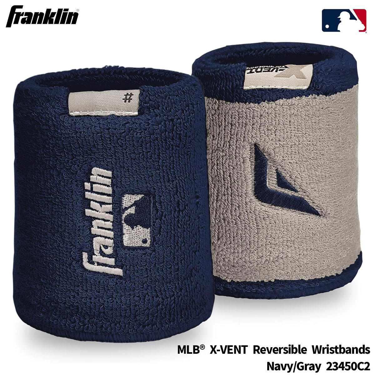 MLB® X-VENT Reversible Wristbands ｜ Navy/Gray