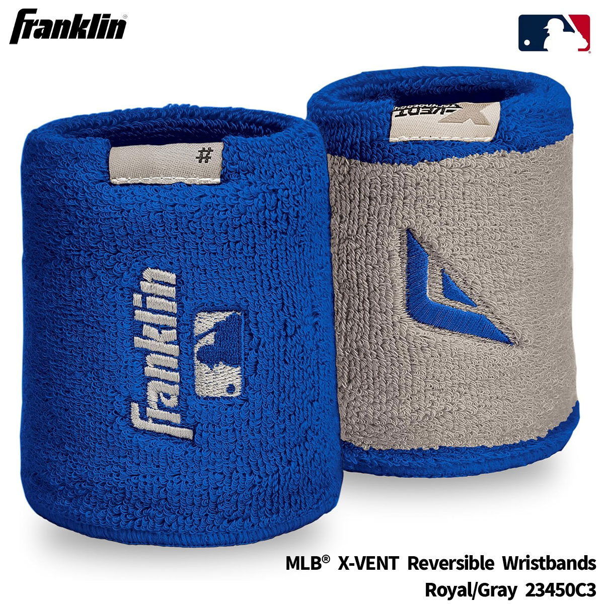 MLB® X-VENT Reversible Wristbands ｜ Royal/Gray